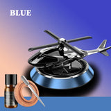 Solar Powered Helicopter Car Air Freshener | Silver Dashboard Aroma Diffuser with Refill