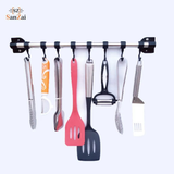 8 Sliding Hooks Wall Mounted Organizer Rack | Kitchen & Bathroom Hanging Holder