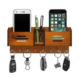 AL NOOR Traders Sweet Home Designer Wooden Key Holder for Wall | 8 Hooks | Brown | Wall Hanging Key Organizer for Home & Office