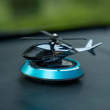 Solar Powered Helicopter Car Air Freshener | Silver Dashboard Aroma Diffuser with Refill